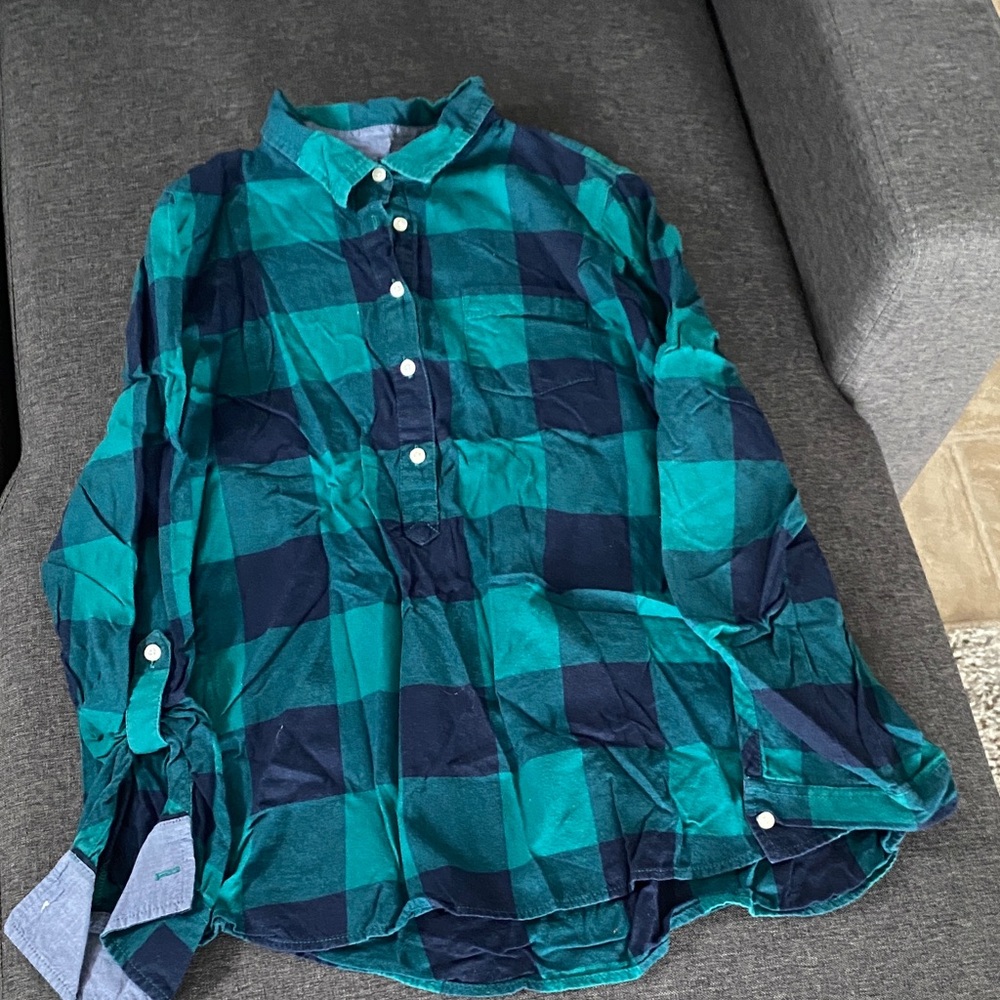 Tommy Hilfiger Teal and Navy Plaid Shirt